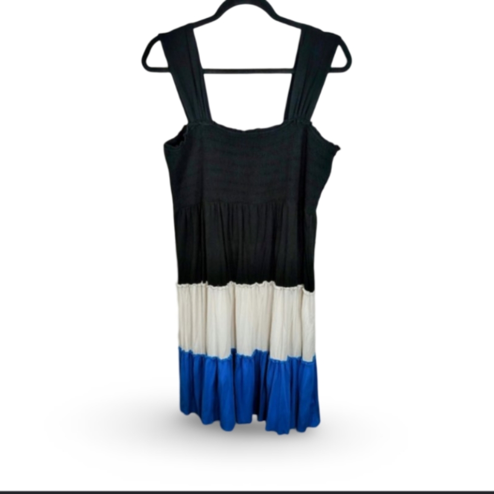 New Directions Black and White Pleated Sundress